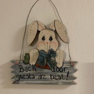 Charming Bunny Wall Decor with Plaid Bow